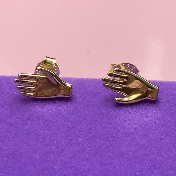 Jewelry - 💛 New Gold 925 Open Hand Stud Earrings
